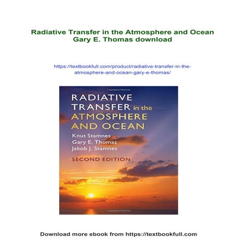 Radiative Transfer in the Atmosphere and Ocean Gary E. Thomas | PDF