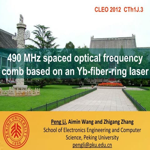 490 Mhz spaced optical frequency comb based on an yb fiber-ring laser