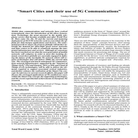 Smart Cities and their use of 5G Communications - Article | PDF