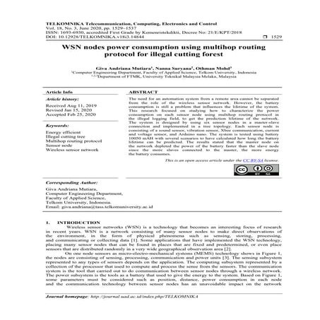 WSN nodes power consumption using multihop routing protocol for illegal ...