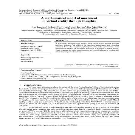 A mathematical model of movement in virtual reality through thoughts | PDF