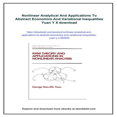 Nonlinear Analytical And Applications To Abstract Economics And Variational Inequalities Yuan Y X