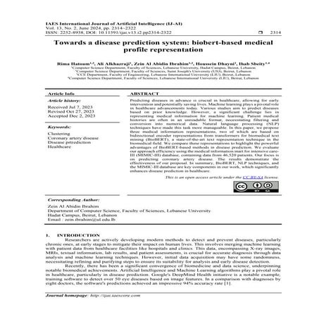 Towards a disease prediction system: biobert-based medical profile representa...