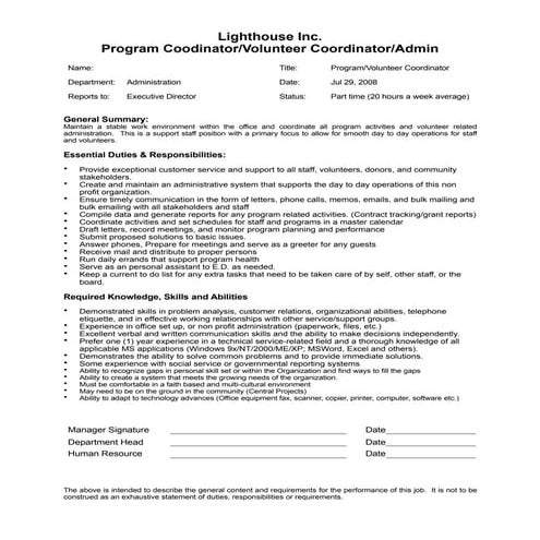 Student Admin Assistant Job Description | DOCX