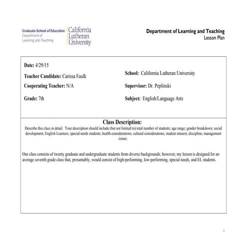 Coordinate Adjectives Lesson Plan updated