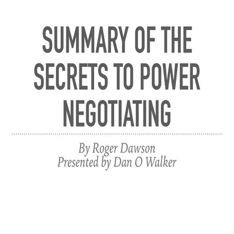 Secret Powers of Negotiations Summary PDF