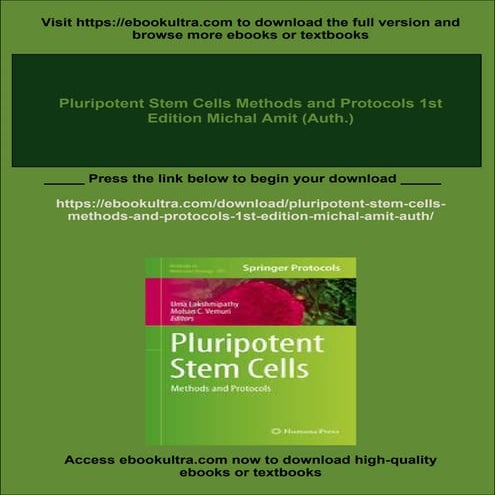 Pluripotent Stem Cells Methods and Protocols 1st Edition Michal Amit ...