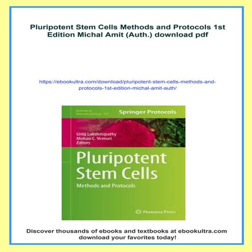 Pluripotent Stem Cells Methods and Protocols 1st Edition Michal Amit ...
