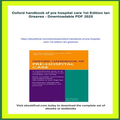 Oxford handbook of pre hospital care 1st Edition Ian Greaves | PDF
