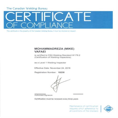 Certified Welding Inspector | PDF