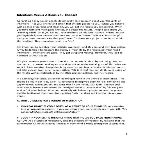 4-Intentions versus Action-You Choose!