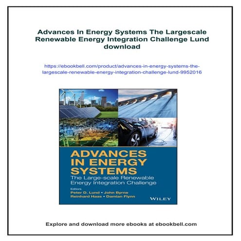 Advances In Energy Systems The Largescale Renewable Energy Integration ...