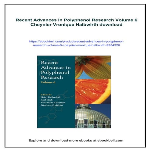 Recent Advances In Polyphenol Research Volume 6 Cheynier Vronique ...