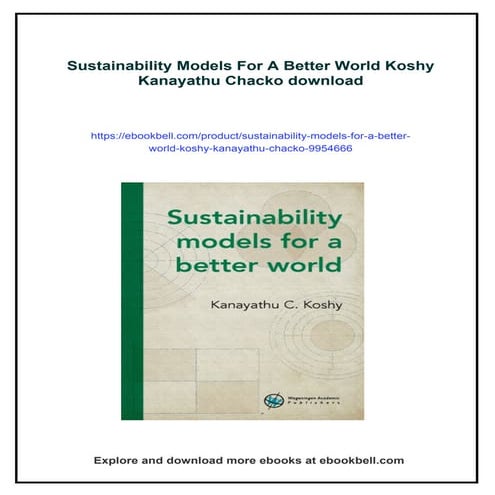 Sustainability Models For A Better World Koshy Kanayathu Chacko