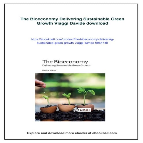 The Bioeconomy Delivering Sustainable Green Growth Viaggi Davide | PDF