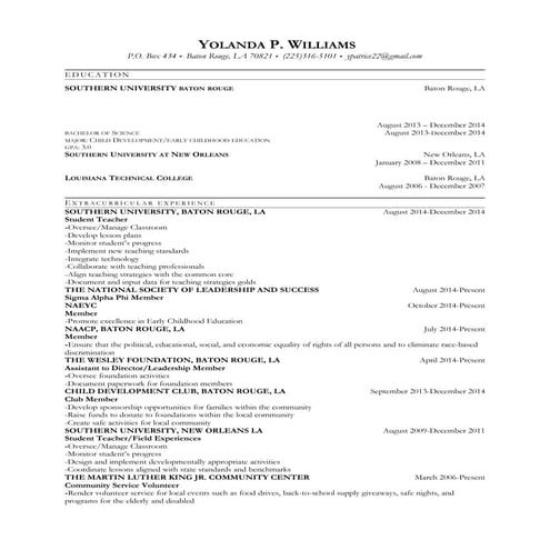 Yolanda Resume