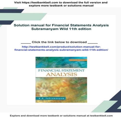 Solution manual for Financial Statements Analysis Subramanyam Wild 11th edition