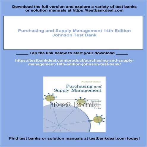 Purchasing and Supply Management 14th Edition Johnson Test Bank | PDF