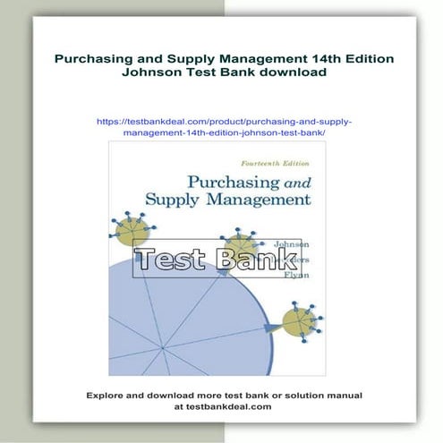 Purchasing and Supply Management 14th Edition Johnson Test Bank | PDF