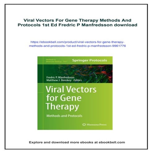 Viral Vectors For Gene Therapy Methods And Protocols 1st Ed Fredric P ...