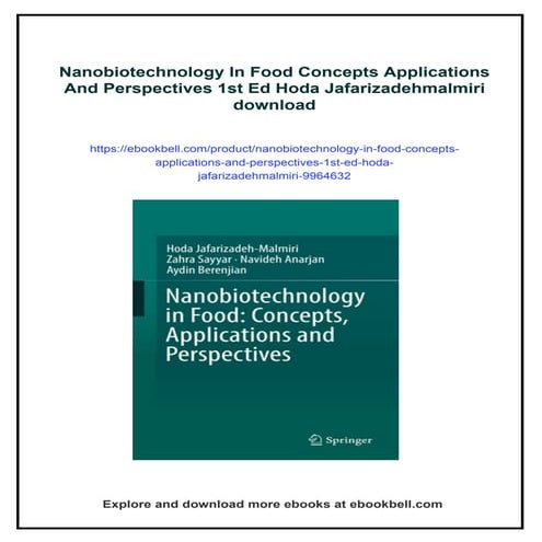 Nanobiotechnology In Food Concepts Applications And Perspectives 1st Ed ...