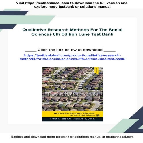 Qualitative Research Methods For The Social Sciences 8th Edition Lune ...