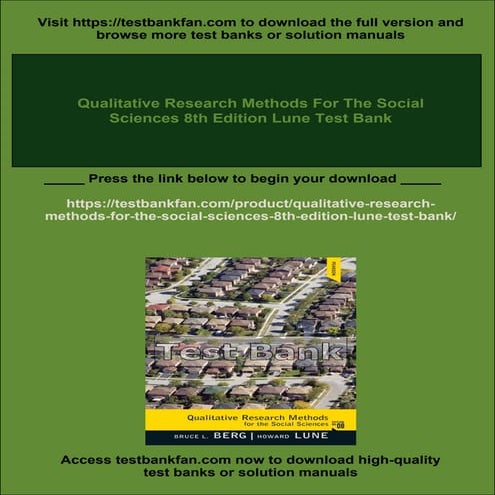 Qualitative Research Methods For The Social Sciences 8th Edition Lune ...