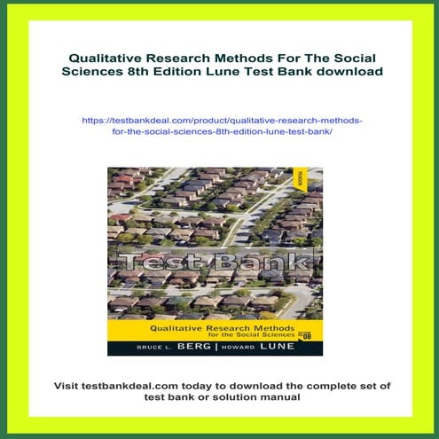 Qualitative Research Methods For The Social Sciences 8th Edition Lune ...