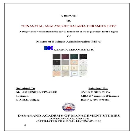 Financial statement analysis of tiles and ceramic industry | PDF