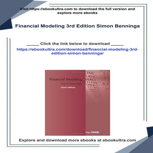 Financial Modeling 3rd Edition Simon Benninga