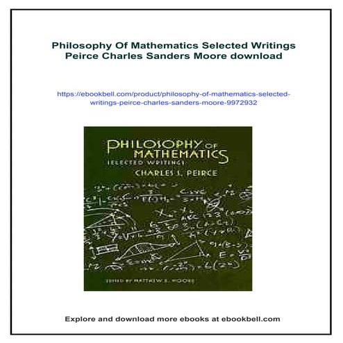 Philosophy Of Mathematics Selected Writings Peirce Charles Sanders ...