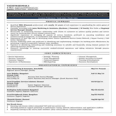 Vasanthakumar Resume