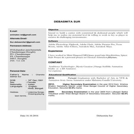 Debasmita Sur Resume | DOC