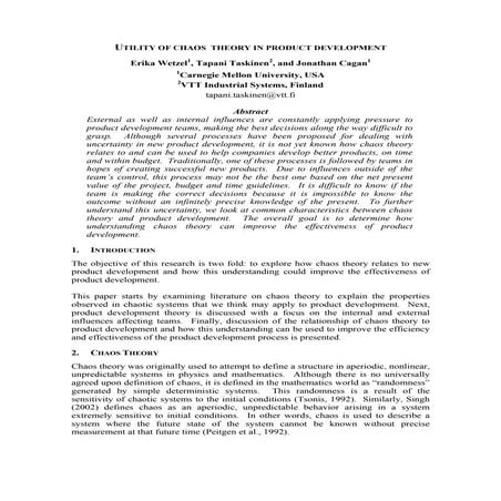 Utility of chaos theory in product development