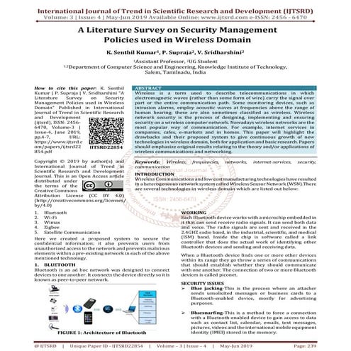 A Literature Survey on Security Management Policies used in Wireless Domain