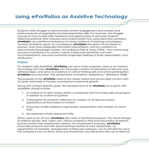Evaluating e-resources and electronic assessment portfolio | PPTX