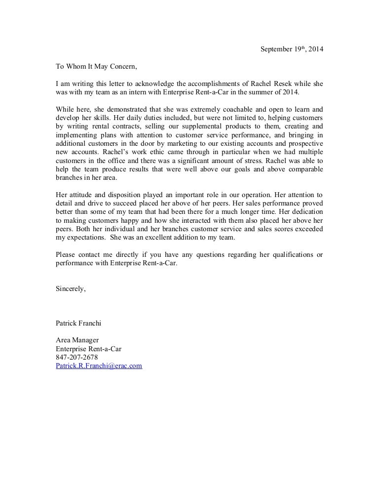 enterprise recommendation letter letter of recommendation rental