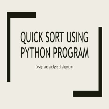 Quick sort algorithm | PPT