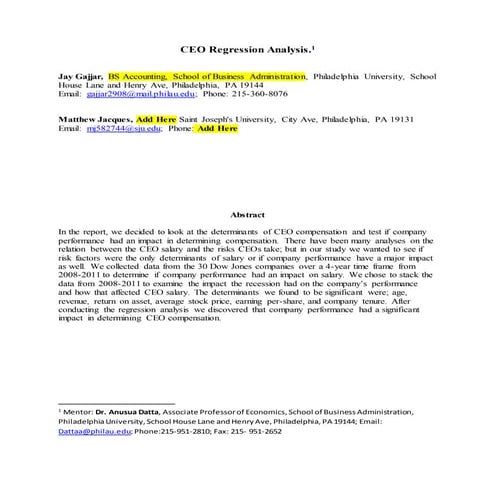 CEO Regression Analysis