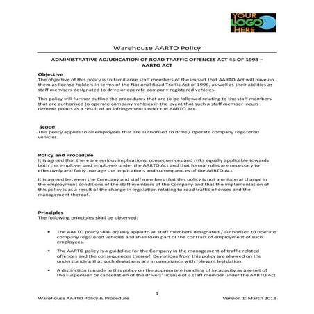 AARTO Policy & Procedure | PDF