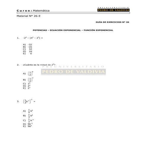49 ejercicios potencias, ecuación exponencial, función exponencial