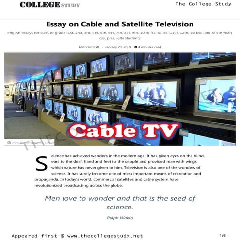 49 essay on cable and satellite television   the college study