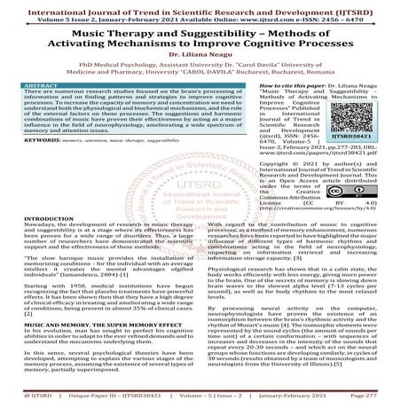 Music Therapy and Suggestibility – Methods of Activating Mechanisms to Improv...