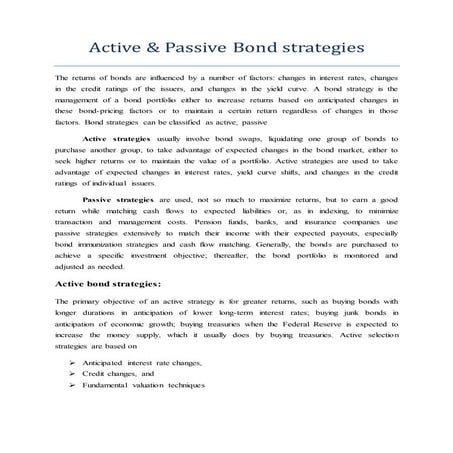 bond management strategies