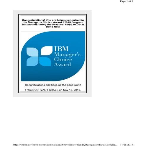 Manager's Choice Award