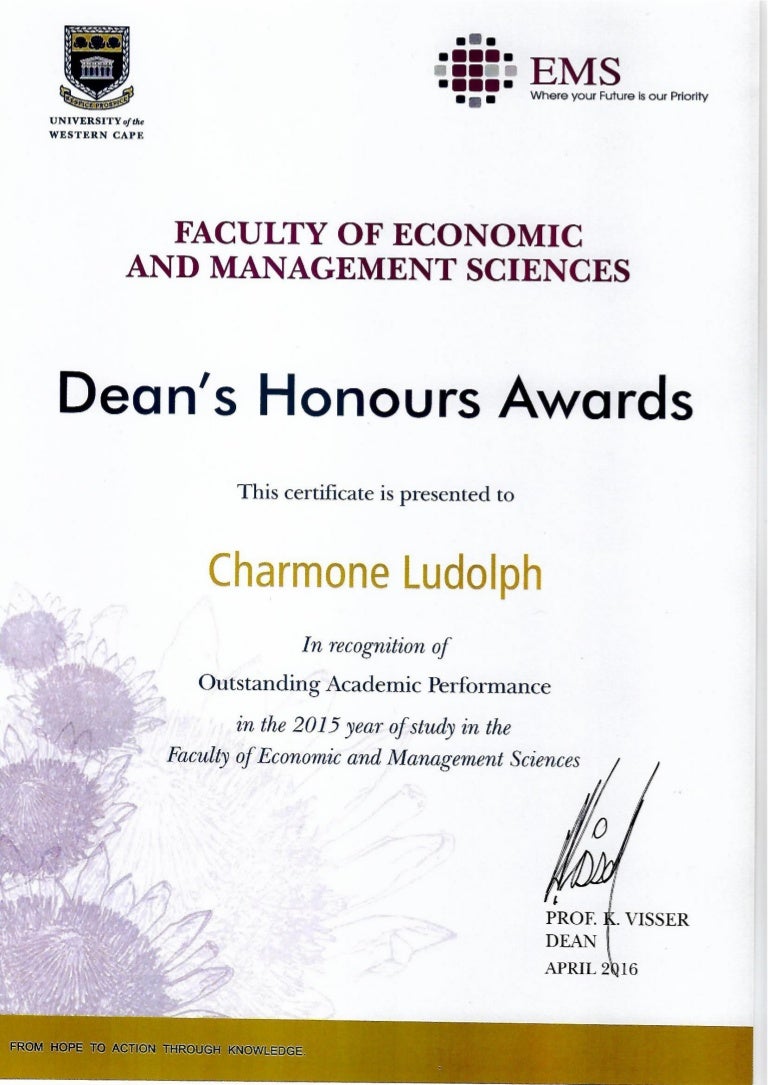 Dean's Honour Awards 2015