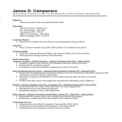 James D Campanaro Resume