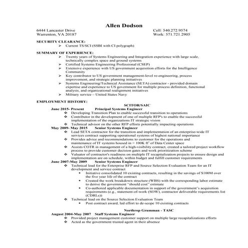 RESUME Allen Dodson