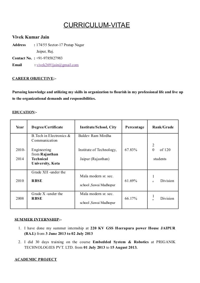 vivek jain resume for interview resume for job interview