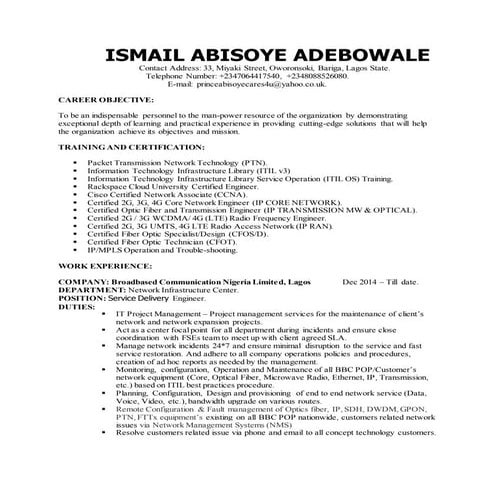 Network Engineer nrc